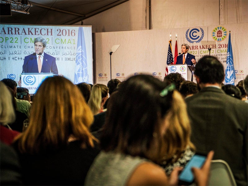 U.S. Secretary of State John Kerry delivers remarks at Cop22