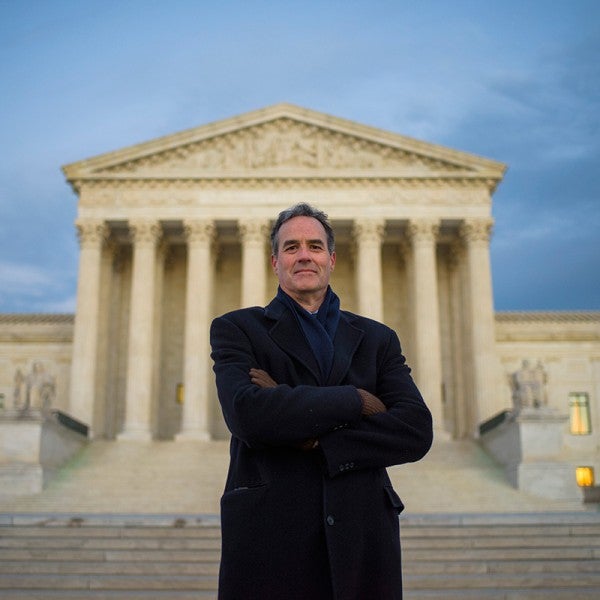 DC-jim-pew_matt-roth-800 Earthjustice attorney Jim Pew stands in front of the U.S. Supreme Court on a cold winter day.