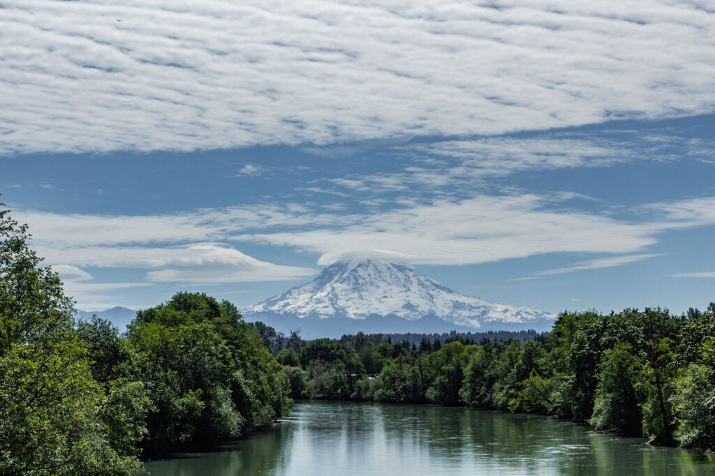 The Puyallup River, with Mount Tahoma (Rainier) in the background. (David Seibold / CC BY-NC 2.0)