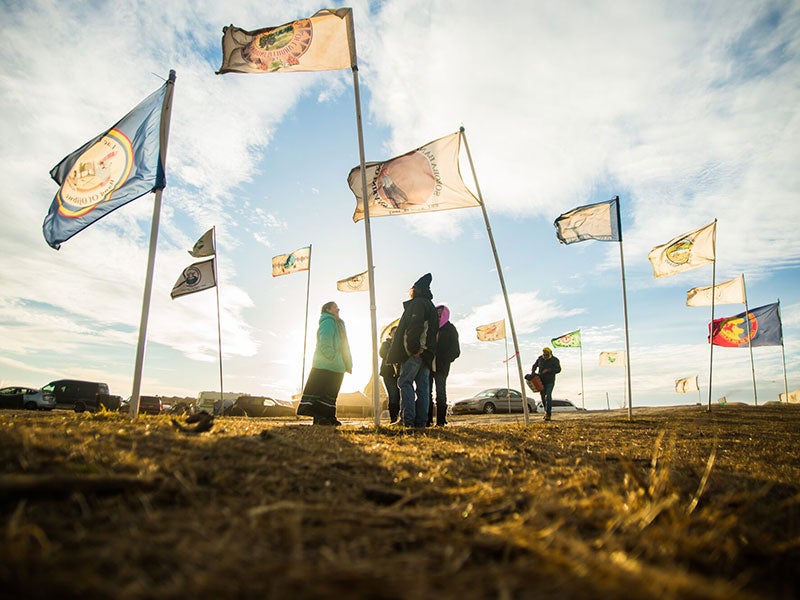 Water protectors at Oceti Sakowin camp.